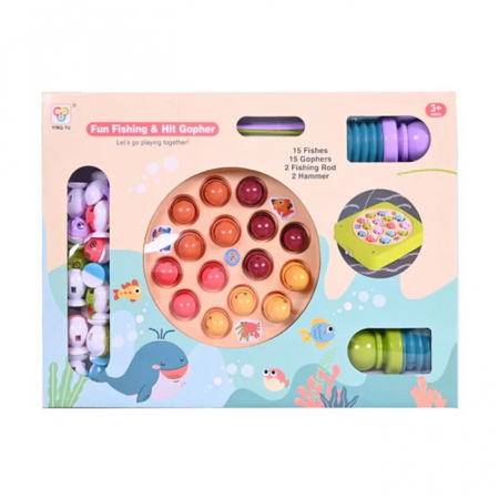 Jucării interactive - Joc interactiv 2 in 1 Pescuit si Whack-a-mole cartite Fun Fishing and hit gopher