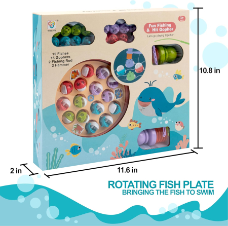 Joc interactiv 2 in 1 Pescuit si Whack-a-mole cartite Fun Fishing and hit gopher [9]