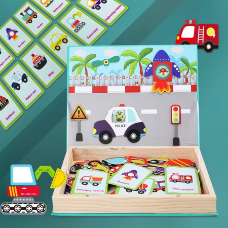 Jucării creative - Joc magnetic Construiește mijloace de transport