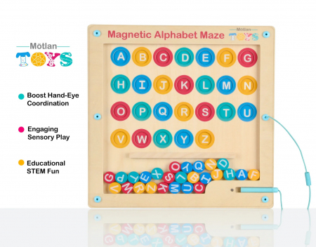 Joc magnetic de tip labirint alfabet litere mari de tipar Alphabet Maze [3]
