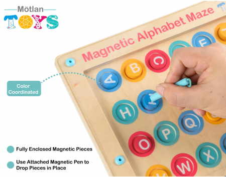 Joc magnetic de tip labirint alfabet litere mari de tipar Alphabet Maze [1]