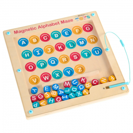 Jocuri Educative - Joc magnetic de tip labirint alfabet litere mari de tipar Alphabet Maze