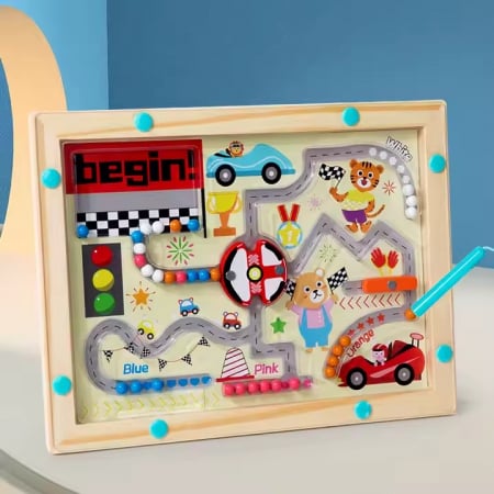 Jucării de îndemânare - Joc magnetic de tip labirint sortare culori Cursa de masini Racing Maze