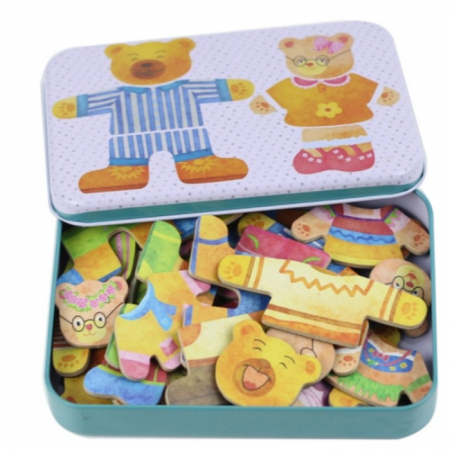 Jucării creative - Joc magnetic in cutie metalica IMBRACA URSULETII