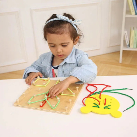 Joc Montessori 2 in 1 joc cu elastice si joc de snuruit ursulet [2]