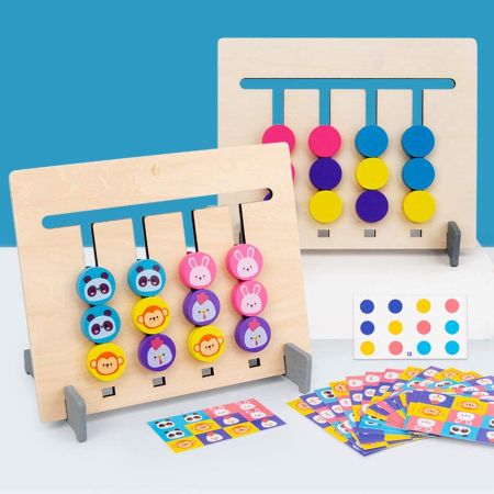 Jocuri de logică - Joc Montessori de tip labirint de asociere și sortare culori si animale - FOUR COLOR LOGIC GAME