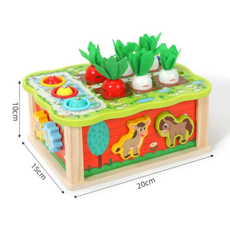 Joc Montessori din lemn cutia cu activitati FERMA Farm carrot pairing 18 luni+ [5]