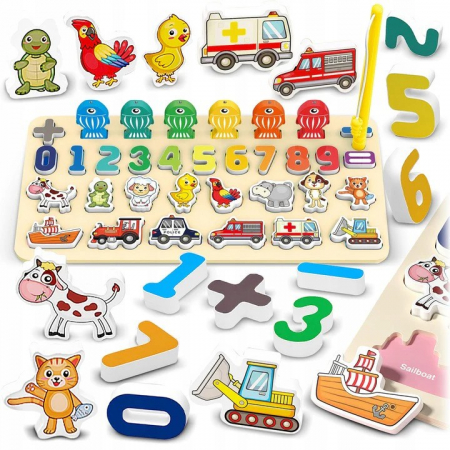Jocuri Educative - Joc multifunctional din plastic ABS puzzle si pescuit magnetic Science logic board