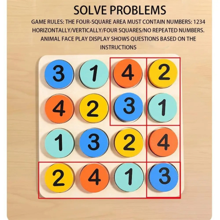 Joc Sudoku din lemn animale si numere [4]