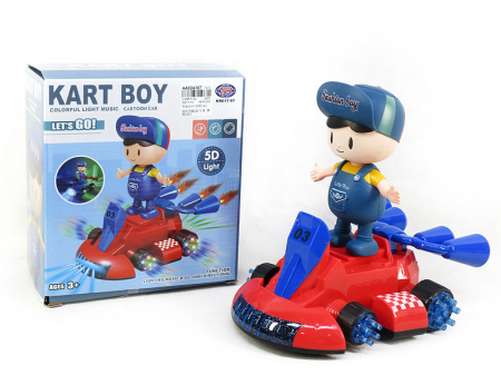 Jucării interactive - Jucarie cu lumini si sunete masinuta de Karting Baietel - Kart Boy