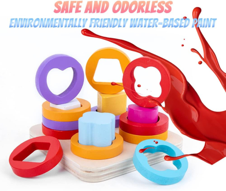 Jucarie de stivuit din lemn 4 forme geometrice Geometric matching sleeve [2]