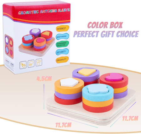 Jucarie de stivuit din lemn 4 forme geometrice Geometric matching sleeve [1]