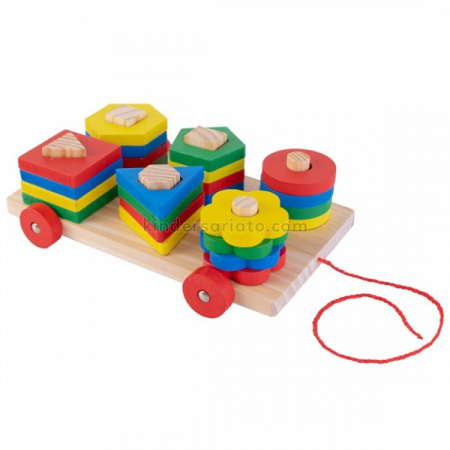 Jucarie de tras din lemn si stivuit forme geometrice Intelligence Shape Former [1]