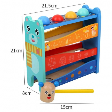 Jucarie din lemn traseu bile si ciocanel Game Hammer Bench [5]
