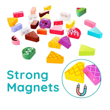 Jucarie educativa din lemn de tras si stivuit camionul cu inghetata Cream Car Drag Theice [3]