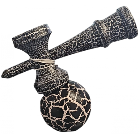 Jucarie Kendama cracked din lemn 18 cm model crapat negru crapaturi albe [1]