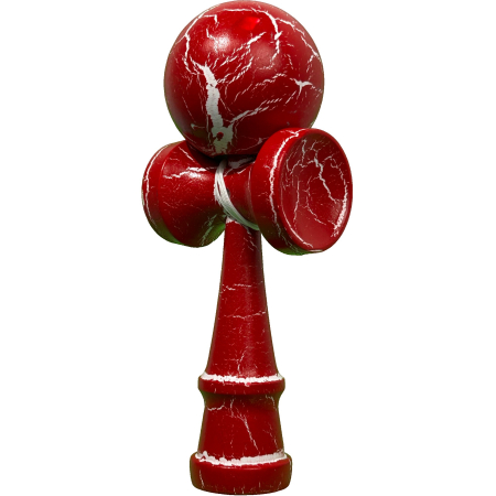 Jucarie Kendama cracked din lemn 18 cm model crapat rosu [1]
