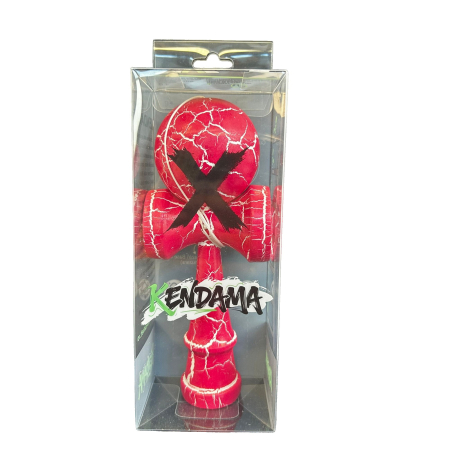Jucarie Kendama cracked din lemn 18 cm model crapat roz inchis [2]