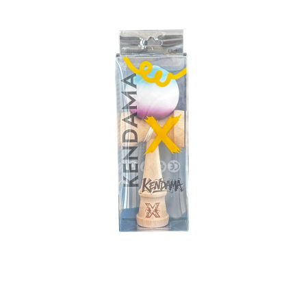Jucarie Kendama X din lemn 18 cm bila gradient violet, alb, bleu [2]
