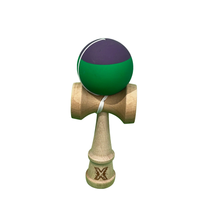 Jucarie Kendama X din lemn 18 cm bila verde+mov [3]
