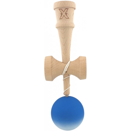 Jucarie Kendama X din lemn 18 cm grip cauciuc, bila gradient alb, albastru [1]