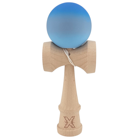 Jucării de îndemânare - Jucarie Kendama X din lemn 18 cm grip cauciuc, bila gradient albastru