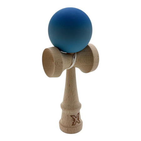 Jucării din lemn - Jucarie Kendama X din lemn 18 cm grip cauciuc, bila gradient albastru