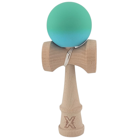 Jucării - Jucarie Kendama X din lemn 18 cm grip cauciuc, bila gradient turquoise