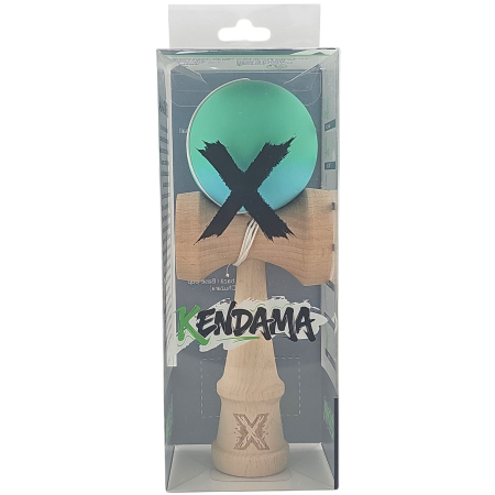 Jucarie Kendama X din lemn 18 cm grip cauciuc, bila gradient turquoise [1]