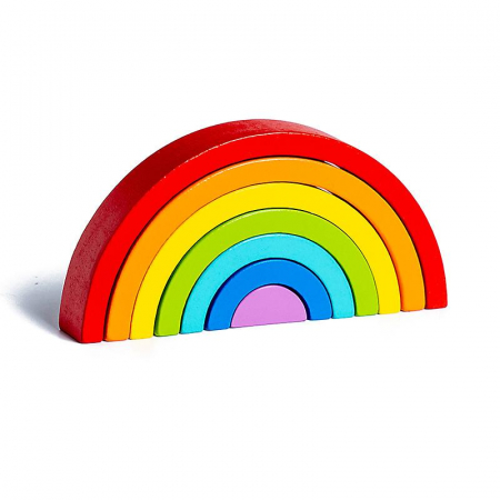 Jucării din lemn - Jucărie Montessori din lemn CURCUBEU - Wooden rainbow stacking blocks