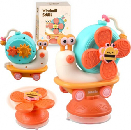 Jucării interactive - Jucarie motrica cu spinner 2 in 1 prindere cu ventuza si jucarie pe roti melc