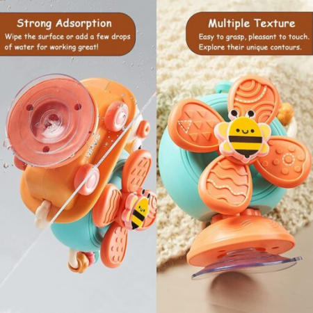 Jucarie motrica cu spinner 2 in 1 prindere cu ventuza si jucarie pe roti melc [3]