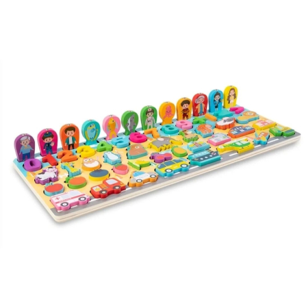 Jucărie multifuncțională din lemn Pescuit magnetic, joc de motricitate, Puzzle 3D numere, fructe, animale, vehicule,meserii, familia [1]