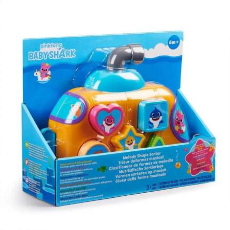 Jucării interactive - Jucarie muzicala pentru bebelusi Baby Shark, Shape Sorter