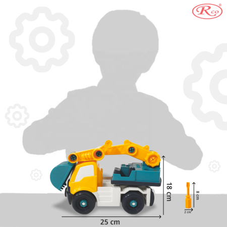 Masinuta demontabila din plastic cu suruburi si surubelnita Excavator [7]