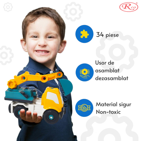 Masinuta demontabila din plastic cu suruburi si surubelnita Excavator [6]