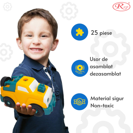Masinuta demontabila din plastic cu suruburi si surubelnita Masina de teren [6]