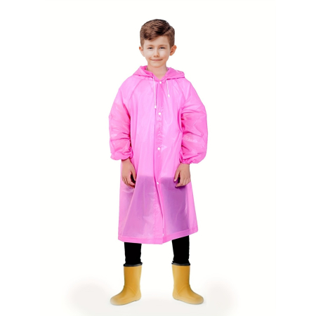 Pelerine de ploaie - Pelerina de Ploaie, Flippy, pentru Copii 100-145 cm, din EVA, Impermeabila, Inchidere cu Capse, Roz
