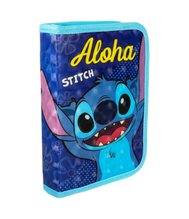 Penare - Penar textil scoala, 1 compartiment, 20 cm Stitch albastru