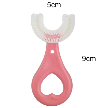 Periuta de Dinti in Forma de U, pentru Sugari si Copii 2-6 ani, Peri Moi, 9 cm, Model Inima, Culoare albastru deschis [6]