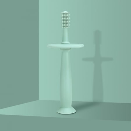 Periuta de dinti pentru bebelusi fara BPA 360 grade, bariera anti-inghitire, maner ergonomic [1]