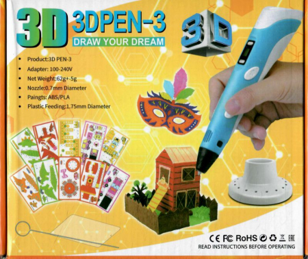 Jucării creative - Pix 3D creativ cu afisaj digital, 3 filamente incluse