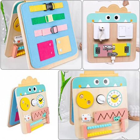 Jucării de rol - Placa de activitati Montessori multifunctionala din lemn Busy Board