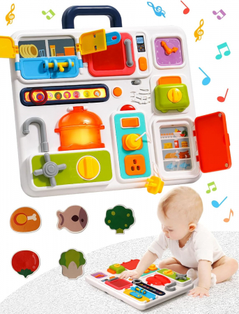 Jucării interactive - Placa senzoriala Montessori bucatarie cu sunete si lumini Huanger