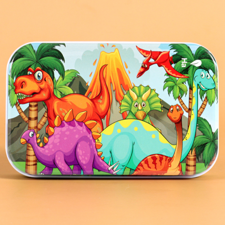 Jocuri Educative - Puzzle 60 de piese in cutie metalica-DINOZAURI