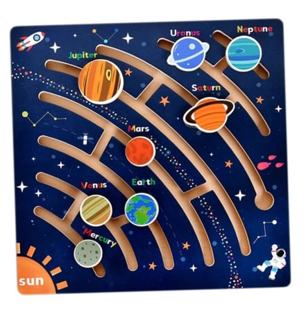 Jucării din lemn - Puzzle de lemn de tip labirint sistemul solar