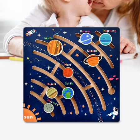 Puzzle de lemn de tip labirint sistemul solar [1]