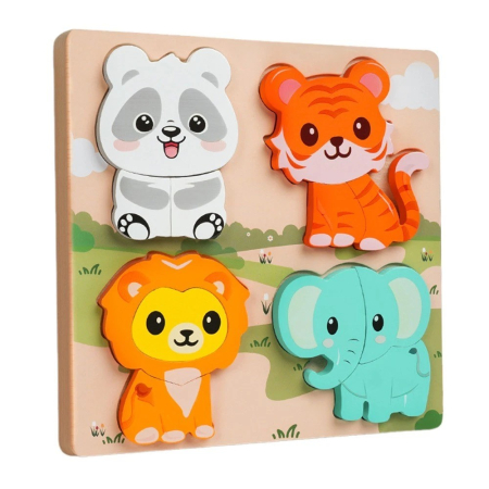 Jocuri Educative - Puzzle din lemn 3D 4 in 1 diferite tematici