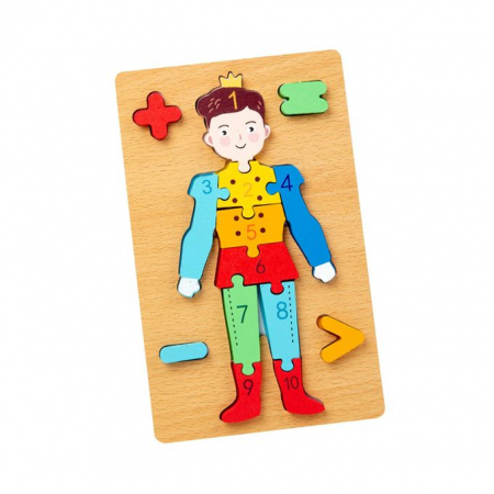 Jocuri Educative - Puzzle din lemn 3D cu piese numerotate si operatii aritmetice Print