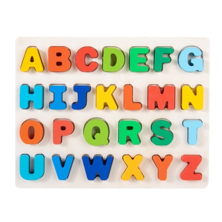 Puzzle - Puzzle din lemn 3D litere alfabet cu saculet de depozitare